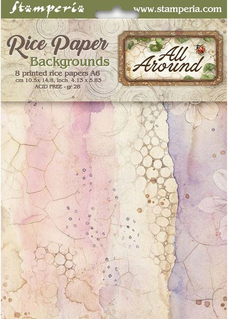 Stamperia Motiv-Strohseide Backgrounds All Around, 8er-Set, Multicolor, DIN A6 - Bild 1