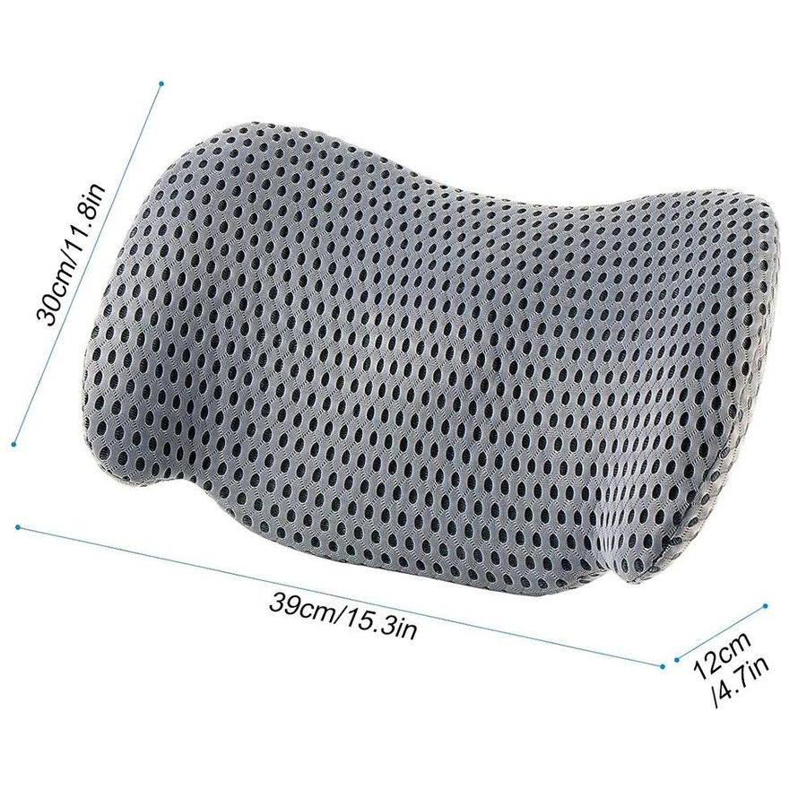 Lendenwirbelstützkissen aus Memory-Schaum in Schwarz mit verstellbarem Gurt und abnehmbarem Bezug für Auto und Bürostuhl - Bild 2