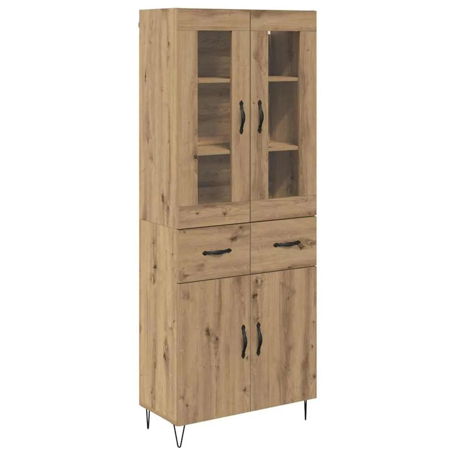 vidaXL Highboard Artisan-Eiche in Braun mit Türen und Schubladen, B/T/H: 69,5 x 34 x 180 cm - Bild 2