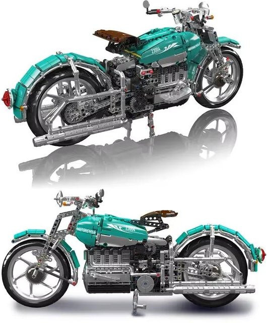 Linyi toy Bausteinset König Motorrad Gebäude farbenfroh - Bild 1