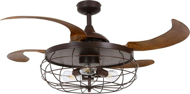 BEACON Fanaway Deckenventilator Industri Stil in Bronze mit LED-Beleuchtung und Fernbedienung, Durchmesser: 122 cm - Bild 1