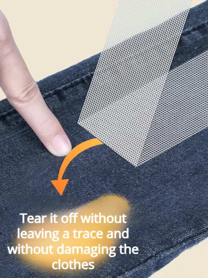 Selbstklebendes doppelseitiges Stoffband zum Verkürzen von Kleidung ohne Nähen und Bügeln in Weiß und Transparent - Bild 1