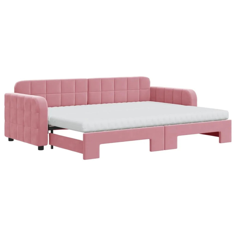 vidaXL Tagesbett ausziehbar mit Matratze in Rosa aus Samt, B/T/H: 200 x 80 x 71 cm - Bild 2