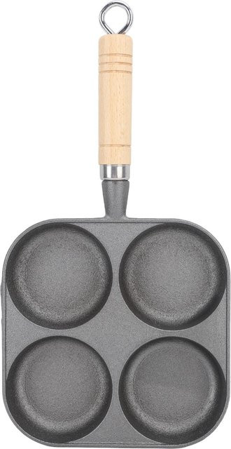 CosyHome Eierpfanne aus Carbonstahl mit 4 Fächern und Holzgriff, Antihaftbeschichtung, Grau - Bild 1
