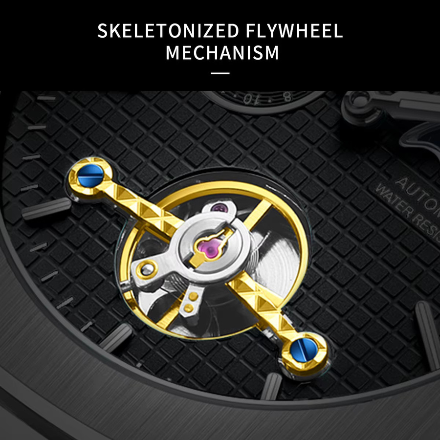 LIGE Armbanduhr, mechanisch, Edelstahl, Mondphase, Tourbillon, Herren - Bild 3