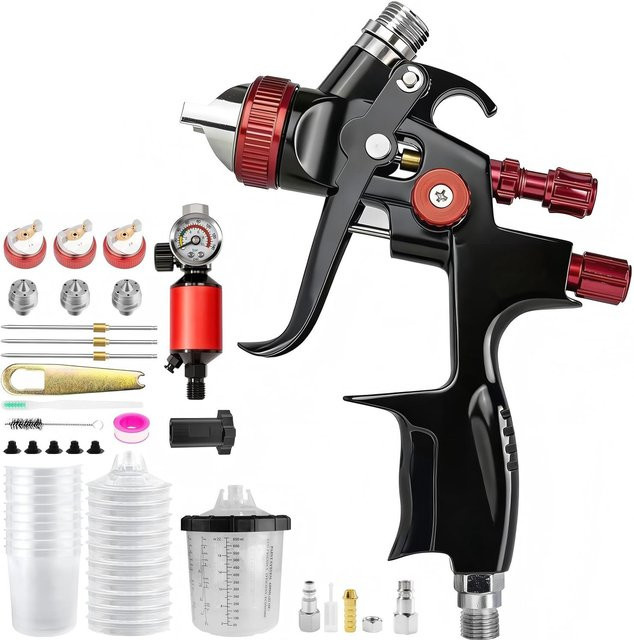 KCNKCN HVLP Lackierpistole mit Düsen 1,4 mm, 1,7 mm und 2,0 mm für Airbrush und Autolackierungen - Bild 1