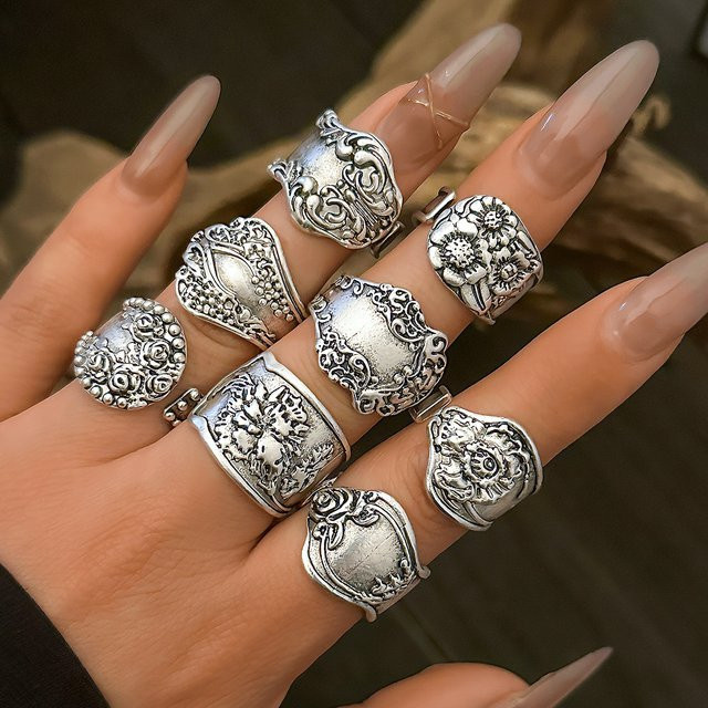 Ingemark Ringe, Silber Farbe, verstellbar, Blume, Damen - Bild 1