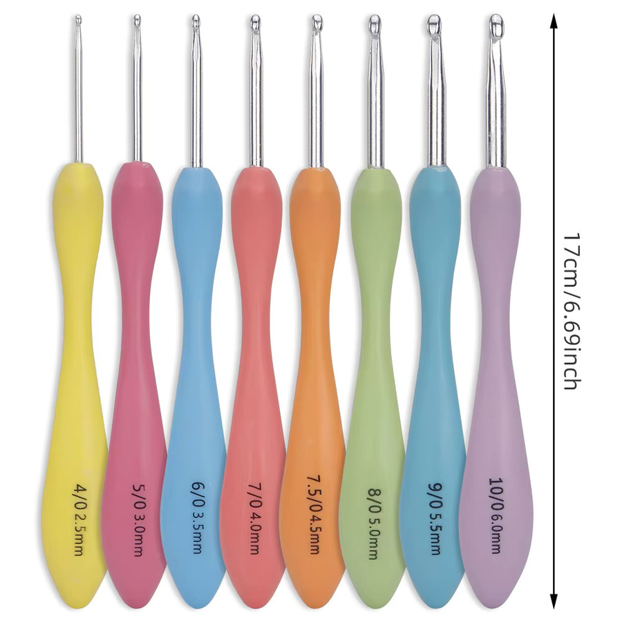 QJH Häkelnadel-Set aus Aluminium mit ergonomischem, gebogenem Griff in Multicolour - Bild 2