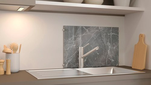 NOVADOORS Glasboard Black Marble in Mehrfarbig mit Marmor-Optik und glänzender Oberfläche - Bild 1