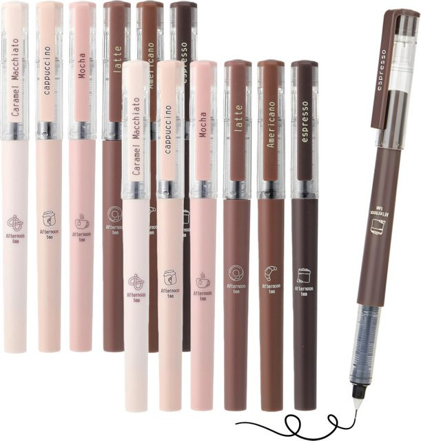 Kolorowys Kaffeestift Set mit schwarzer Tinte, 0,5 mm Stiftstärke, gelbe Farbe, 6 Stück - Bild 1