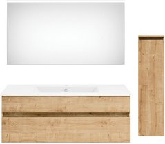 Get2You Badmöbel-Set twenty one, 4-teilig, modern, braun und weiß, mit LED-Beleuchtung und Soft-Close-Türen, B/H/T: 122 x 1,5 x 51 cm - Bild 1