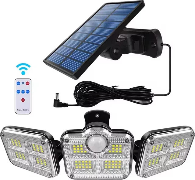 AMARYLLIS Solarleuchte mit 122 LEDs, IP65 wasserdichte Solar Gartenlampe in Schwarz mit verstellbarem Kopf und 3 Modi für Outdoor und Indoor - Bild 1