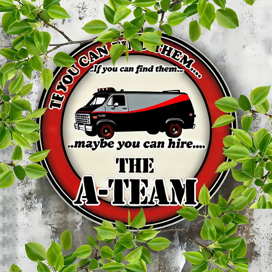 Potdemiel A-Team Vintage Aluminium-Wandkunstschild, runde Retro-Dekoration für Wandmontage, Durchmesser: 20 cm - Bild 3