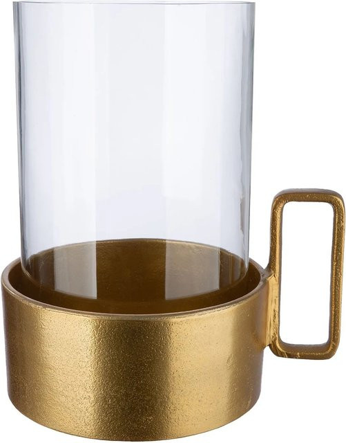 Gilde Windlicht Antigua Goldfarben, Tischwindlicht aus Metall und Glas, Höhe: 26 cm, Breite: 24 cm, Tiefe: 19 cm - Bild 1