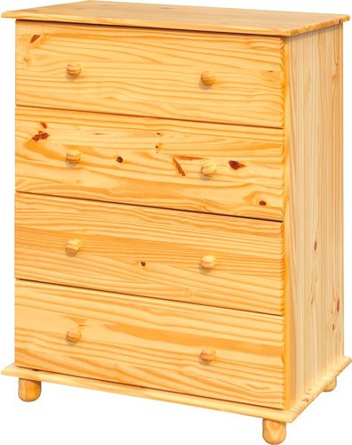 Möbilia Kommode aus Massivholz Kiefer in Beige im skandinavischen Design, B/T/H: 80 x 29 x 102 cm - Bild 1