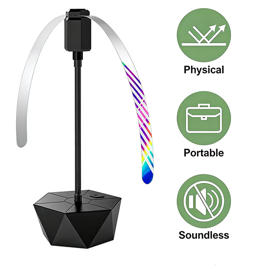 ARTOFUL Einziehbarer Fliegenabweisender Ventilator in Schwarz, USB wiederaufladbar und batteriebetrieben, B/T/H: 26,5 x 11,0 x 11,0 cm - Bild 2