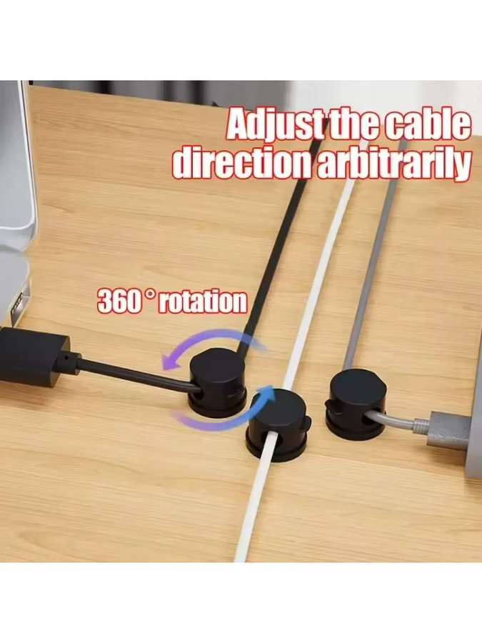 360 Grad drehbarer magnetischer Kabelclip in Weiß als selbstklebender Kabel-Organizer für dein Kabelmanagement im Zuhause oder Büro - Bild 2