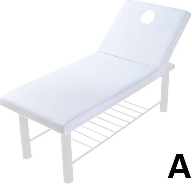 Yiran Health & Beauty Elastisches Spannbettlaken für Massageliegen mit Gesichtsloch und Lochabdeckung in Weiß - Bild 1
