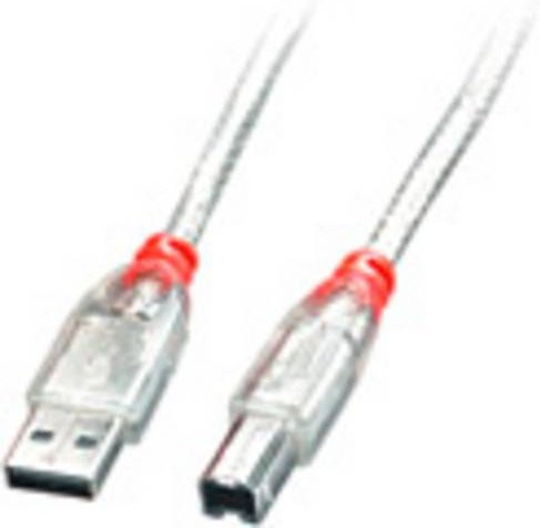 Lindy USB 2.0 Kabel mit USB-A und USB-B Stecker, transparent, 2,00 m - Bild 1