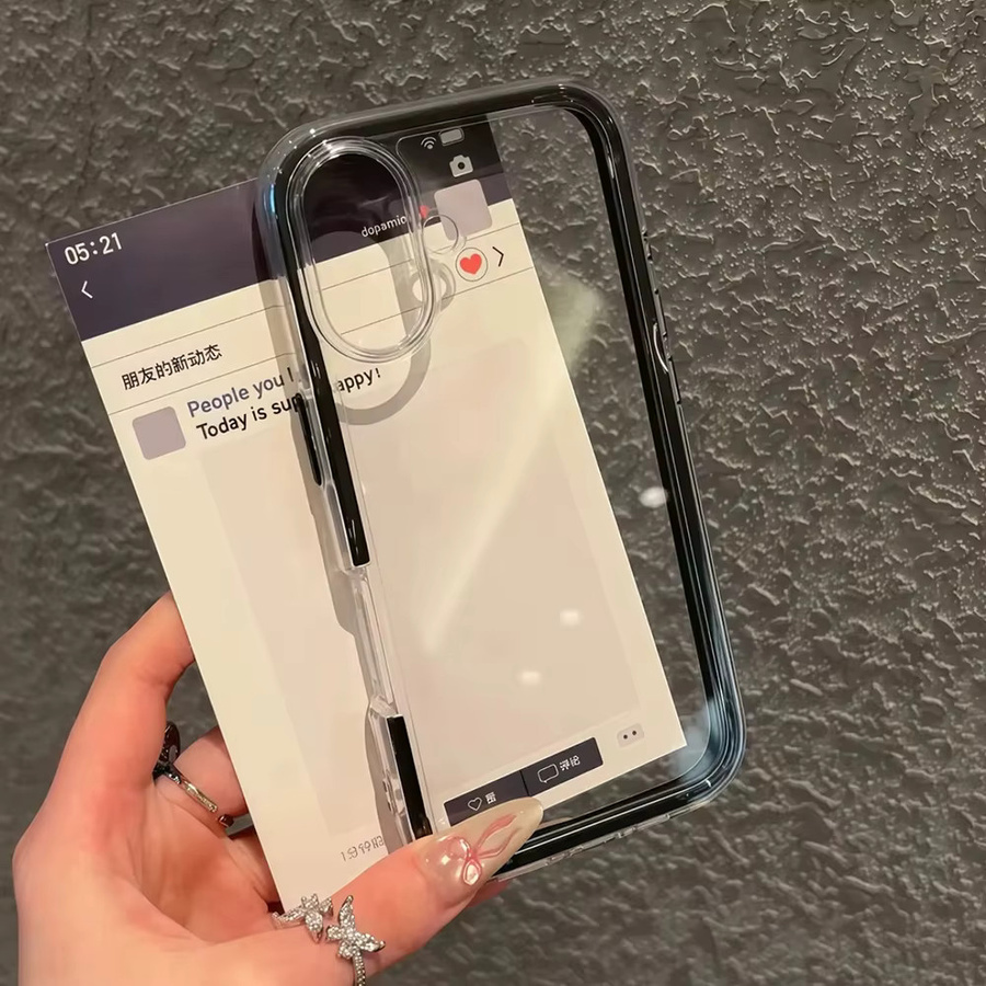 AKABEILA Transparente Handyhülle mit buntem Rahmen für iPhone 11 bis iPhone 17 Pro Max, Stoßfeste Luftschutzhülle mit weicher Rückseite - Bild 3
