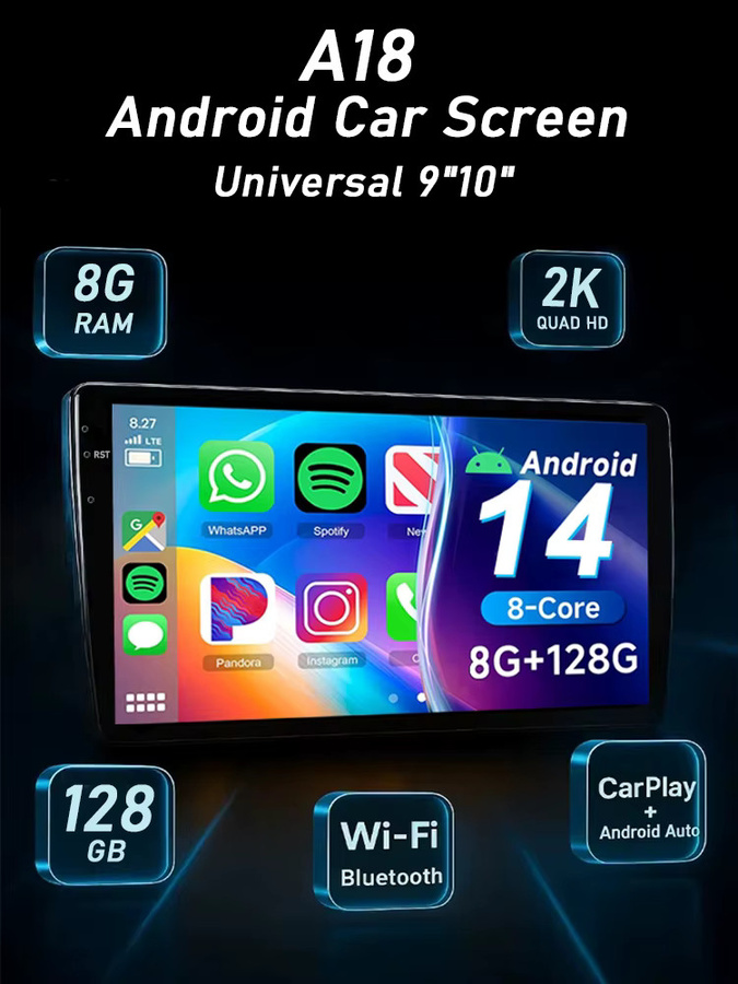 XFY Universelles 2 Din Android Autoradio mit 10 Zoll Display, Android Auto, CarPlay und GPS in Schwarz - Bild 7