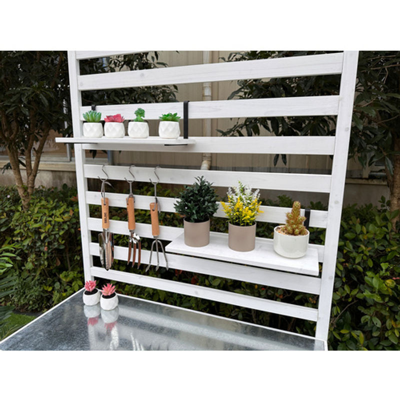 Leco Gartenregal Thea aus Tannenholz in Weiß mit verstellbaren Ablagefächern, B/T/H: 94 x 42 x 200 cm - Bild 6