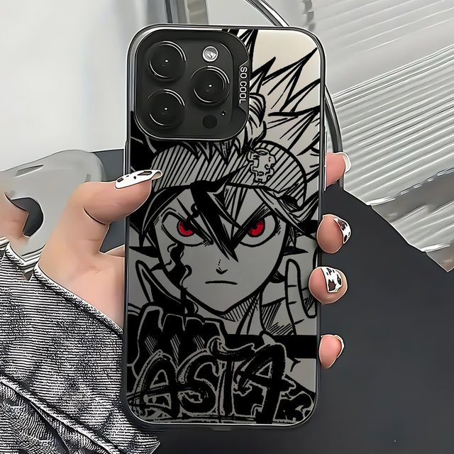 Anime Black Clovers Handyhülle in Schwarz mit matter Rückseite für iPhone 11 bis iPhone 17 Pro Max und weitere Modelle - Bild 1