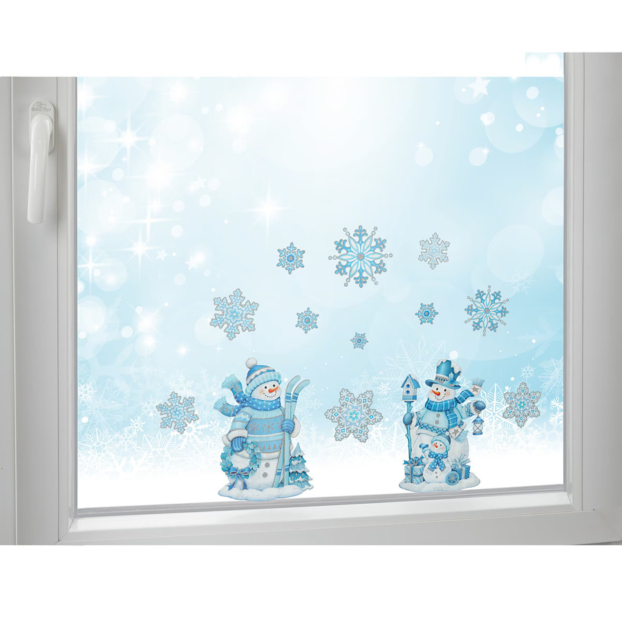 Viva Domo Fenstersticker Schneemann, 13-teilig, Blau, Winter & Weihnachten Dekoration - Bild 2
