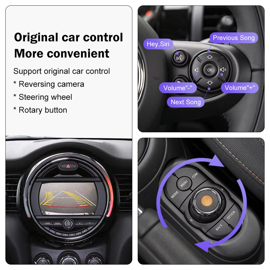 Road Top Drahtloses CarPlay und Android Auto Interface für Mini R55 R56 R57 R58 R59 R60 R61 F54 F55 F56 F57 Clubman Countryman Hardtop John Cooper in Schwarz - Bild 2