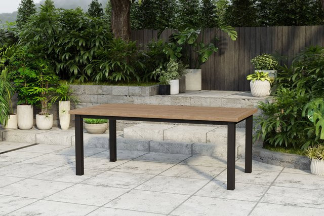 OUTFLEXX Oxford Ausziehtisch für Garten und Terrasse aus Edelstahl und recycled Teak, Farbe Anthrazit/Natur, Breite: 200 bis 260 cm, Tiefe: 100 cm - Bild 1