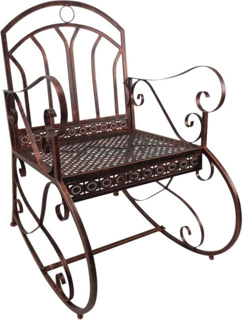 Outsunny Schaukelstuhl aus Metall in Bronze für Garten, Terrasse und Balkon, B/H/T: 59 x 96 x 73 cm - Bild 1