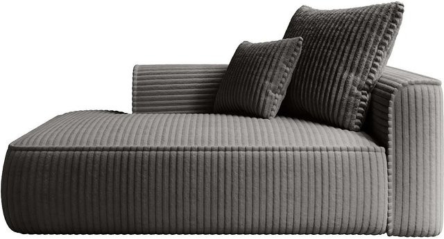 Vente-unique Recamiere Pineta Anthrazitgrau mit Cord-Bezug linksseitig, Breite: 180 cm - Bild 1
