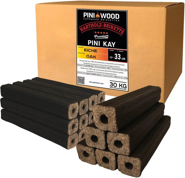PINI Kay Eichenholzbriketts mit Zugloch, 30 kg - Bild 1