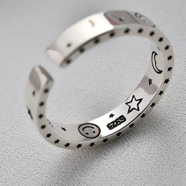 Allbestart Ring 925 Silber, Mond Stern, Damen, 16mm - Bild 1