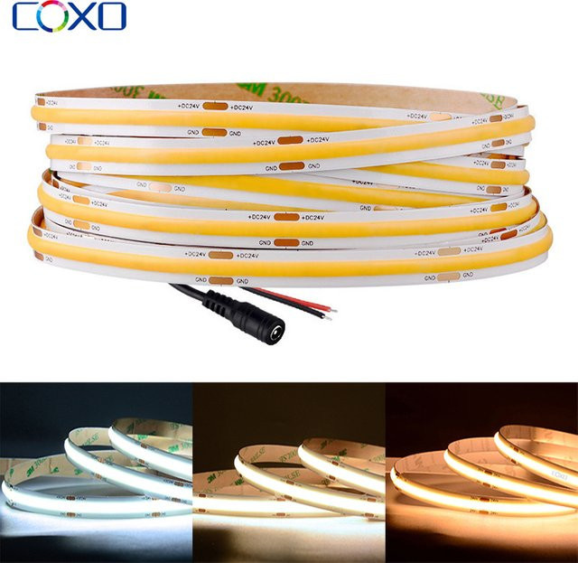 COXO COB LED-Streifen Licht, dimmbar, 480 LEDs/m, weiß, 5 Meter - Bild 1