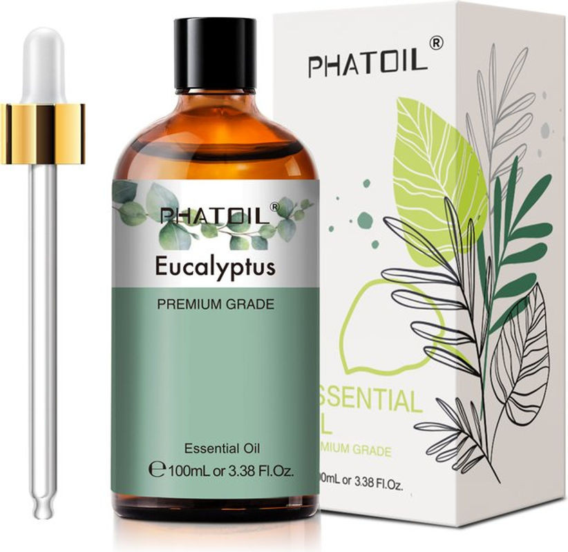 PHATOIL Set mit ätherischen Ölen: Eukalyptus, Rose, Lavendel, Sandelholz, Bergamotte, Zimt und Zitronengras in transparenten Glasflaschen, 100 ml - Bild 1