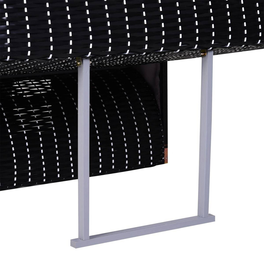 Outsunny Strandkorb Volllieger aus PE-Rattan in Grau mit Sonnendach und Seitenfächern, B/T/H: 118 x 79 x 150 cm - Bild 4