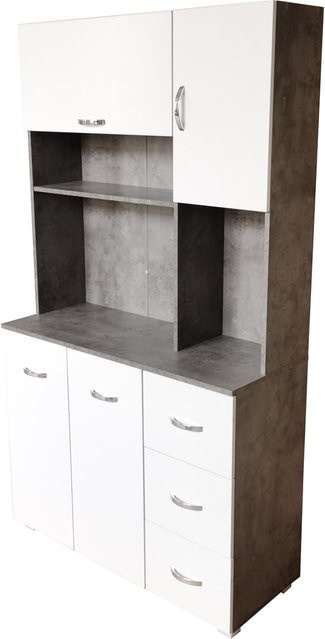 HTI-Living Küchenschrank Blanca in Beton/Weiß mit internen Regalen, B/T/H: 100 x 40 x 180 cm - Bild 1