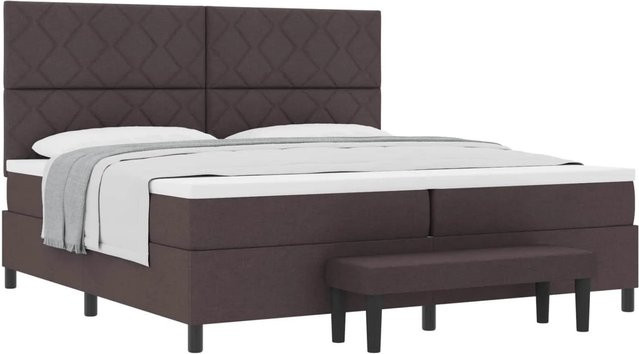vidaXL Boxspringbett mit Matratze in Braun, Hybrid-Konstruktion aus Federkern und Schaumstoff, B/T: 200 x 200 cm - Bild 1