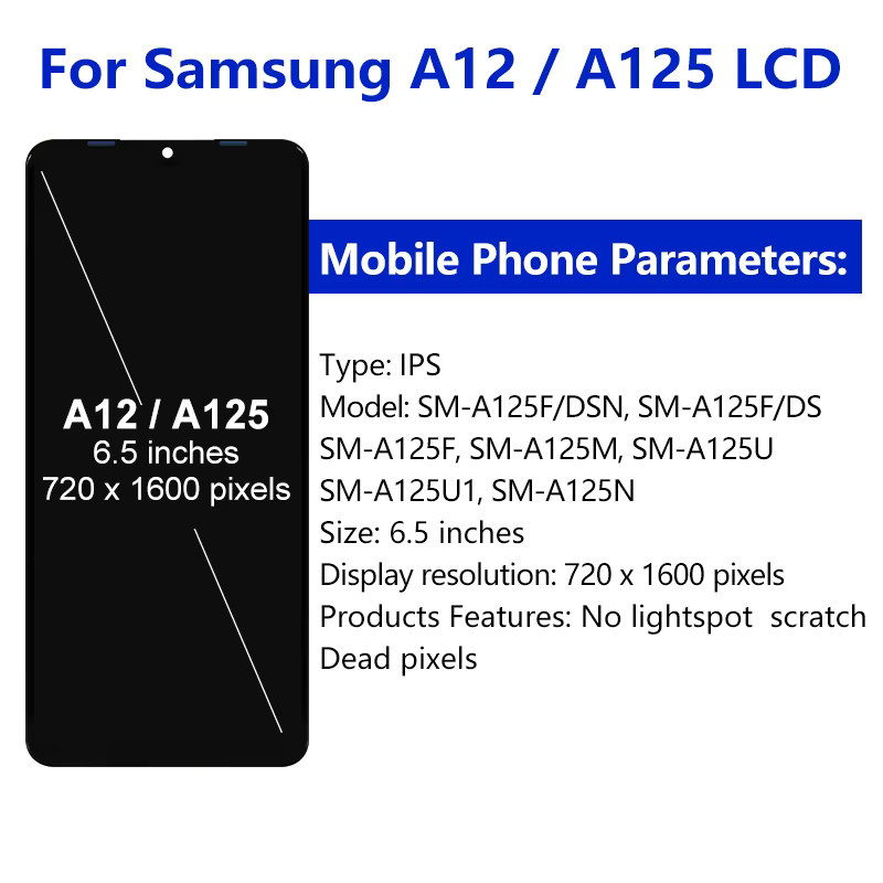 Samsung A12 LCD Display und Touchscreen Digitizer Ersatzteil in Schwarz für SM-A125F und SM-A125M - Bild 2