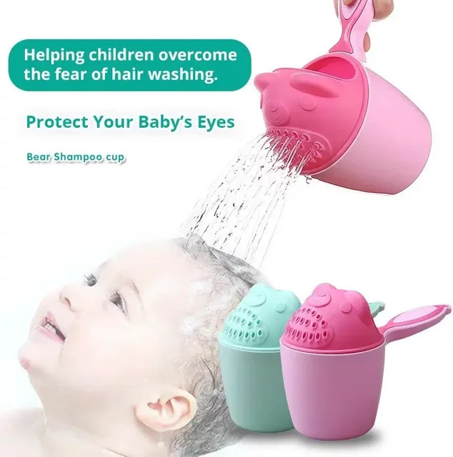 Niedliche Cartoon-Badekappen und Shampoo-Becher für Babys und Kleinkinder in Pink - Bild 1