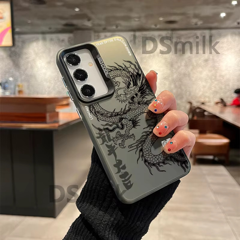 Handyhülle mit Chinesischem Drachen Design für Samsung Galaxy S25 S24 S23 S22 S21 S20 FE Ultra Plus, Farbe: Weiß, Material: PC und TPU Case - Bild 1