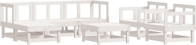 vidaXL 7-tlg. Garten-Lounge-Set aus Massivholz Kiefer in Weiß mit Polstern und Kissen für Garten, Balkon oder Terrasse - Bild 1