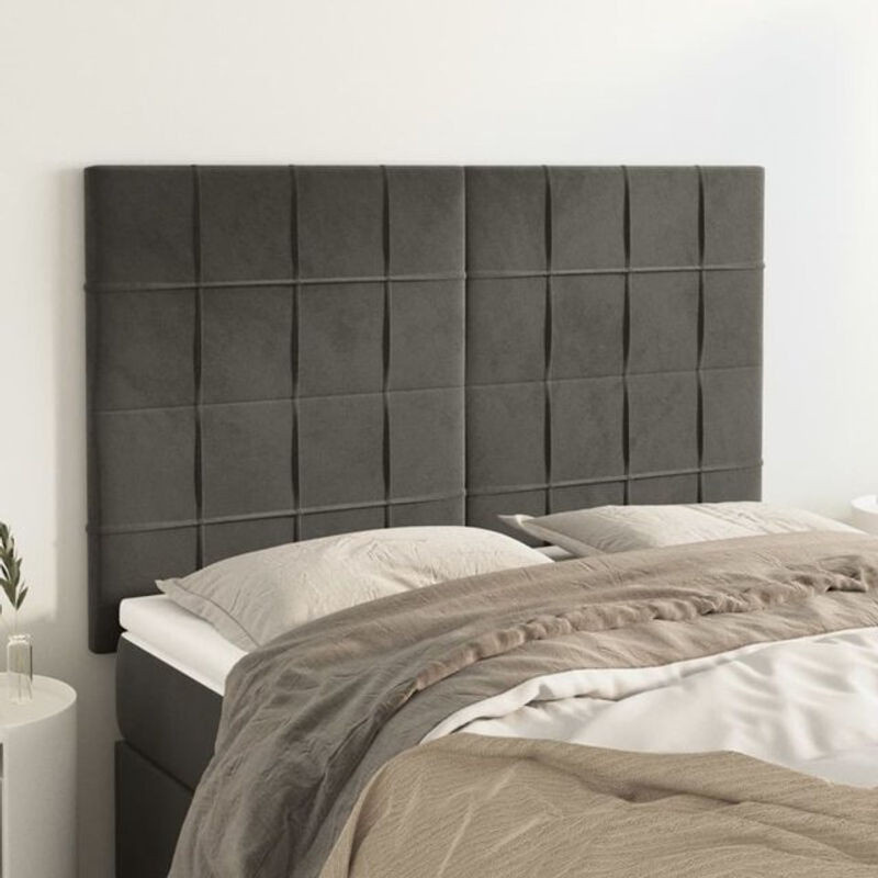 Vidaxl Set aus 4 Kopfteilen in Anthrazit und Dunkelgrau aus Samt, Modernes Design, Höhe: 78 bis 88 cm, Tiefe: 5 cm, Breite: 72 cm - Bild 1