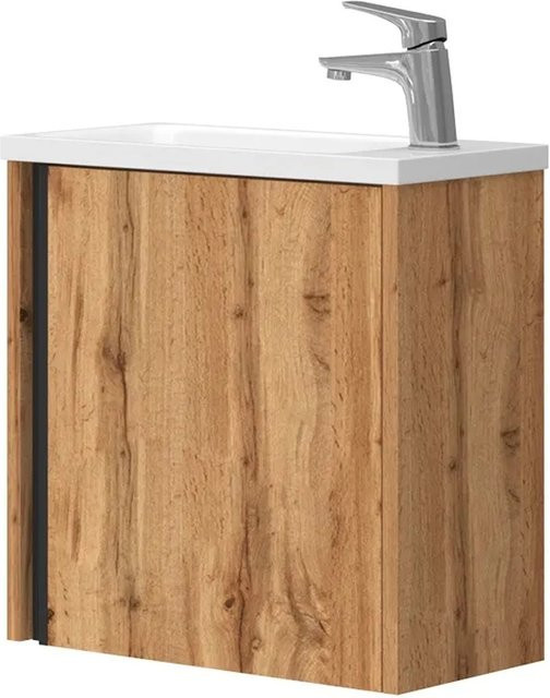 Vicco Badmöbel-Set Kleo Waschbecken mit Unterschrank in Eiche Braun, Wandmontage mit Soft-Close-Tür, Breite: 50 cm - Bild 2