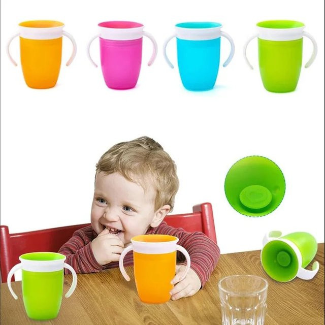 Auslaufsicherer Baby-Lerntrinkbecher mit Doppelgriff und Klappdeckel für Kleinkinder - Bild 1
