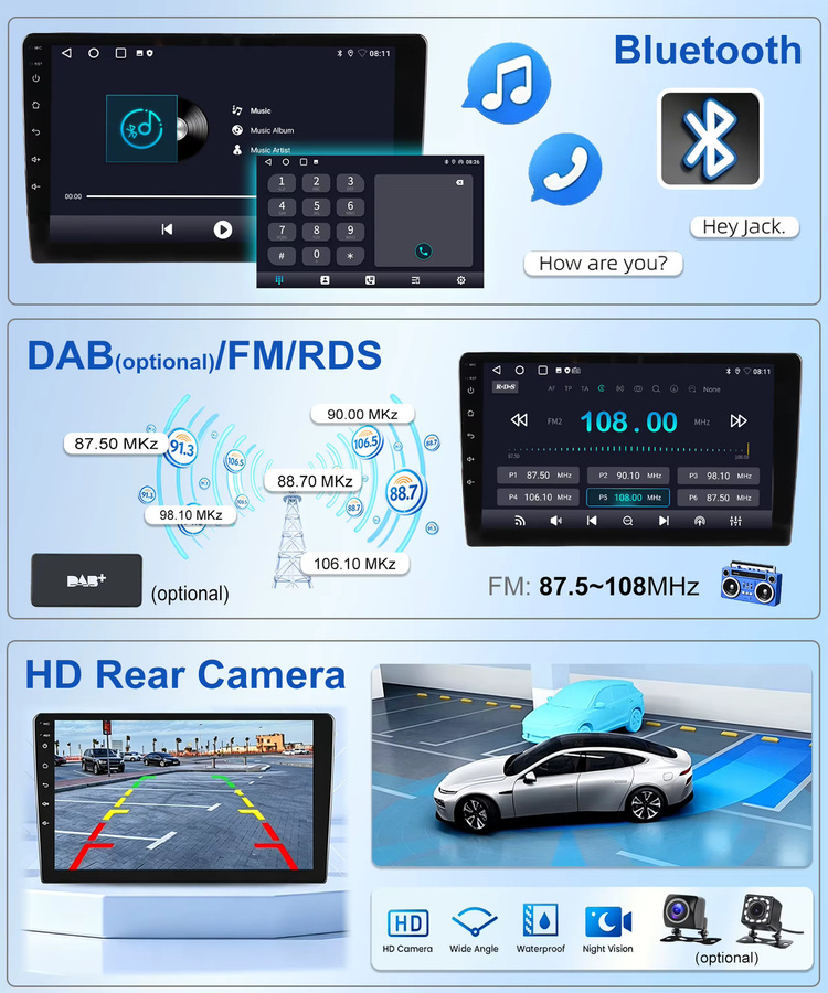 ESSGOO Android 15 Autoradio für BMW X1 E84 2010-2015 mit 10,1 Zoll Display, 4+64GB, Wireless Carplay, Android Auto, GPS, WIFI, Bluetooth und USB in Schwarz - Bild 6