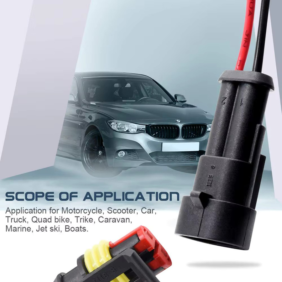 AOKIN 2 Pin Way Wasserdichte Stecker Set, 5 Sätze Männlich und Weiblich, Schwarz, für 16 AWG Draht in Auto, Lkw und Boot - Bild 2