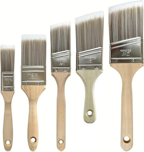 5-teiliges Nylon-Pinsel-Set mit langem Griff und abgeschrägter Kante, mehrfarbig, ideal für Outdoor, Grill, Marine und Holzbearbeitung - Bild 1