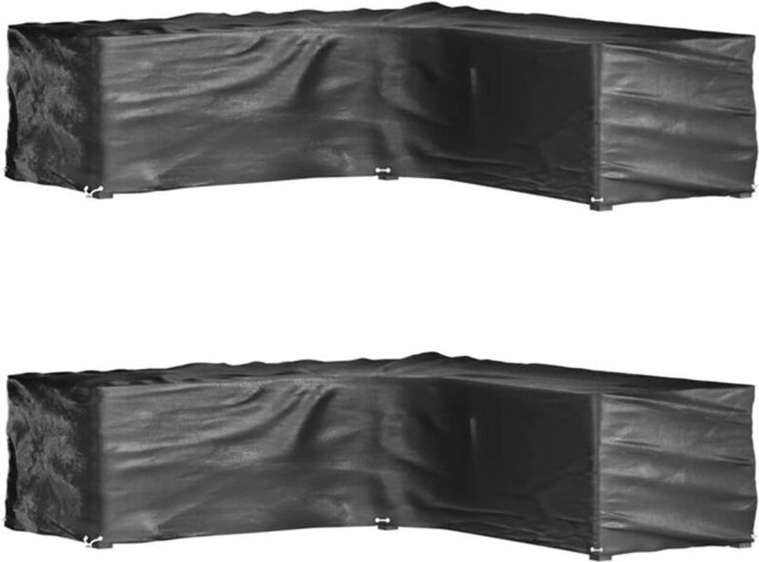 Vidaxl Gartenmöbel-Abdeckungen in L-Form, 2 Stück, Schwarz, H x B x T: 70 x 285 x 285 cm - Bild 1